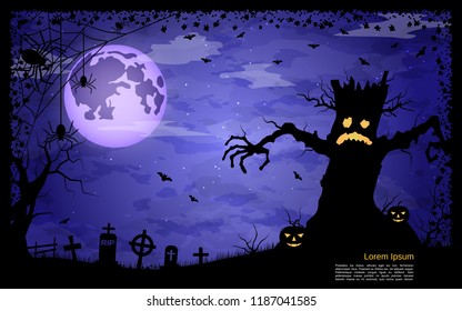 Halloween scary night vector background