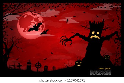 Halloween scary night vector background