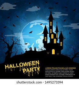 Halloween scary night vector background
