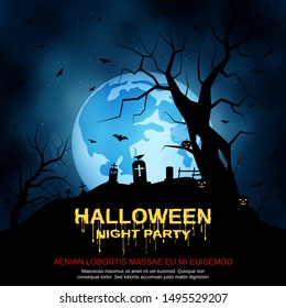 Halloween scary night vector background