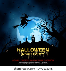 Halloween scary night vector background