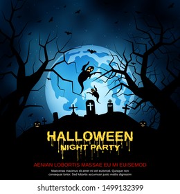 Halloween scary night vector background