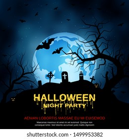 Halloween scary night vector background