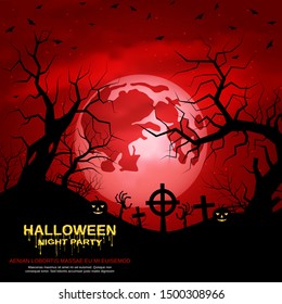 Halloween scary night vector background