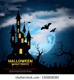 Halloween scary night vector background
