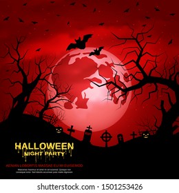 Halloween scary night vector background