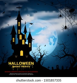 Halloween scary night vector background