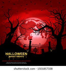 Halloween scary night vector background