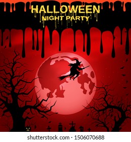 Halloween scary night vector background