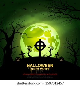 Halloween scary night vector background