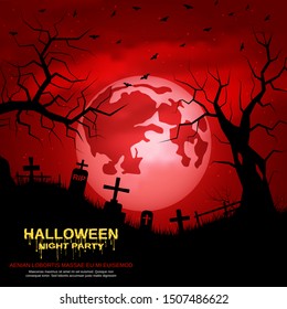 Halloween scary night vector background