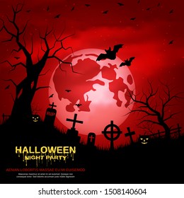 Halloween scary night vector background
