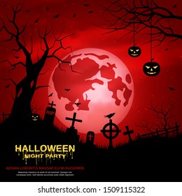 Halloween scary night vector background