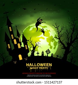 Halloween scary night vector background