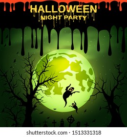 Halloween scary night vector background