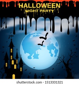 Halloween scary night vector background