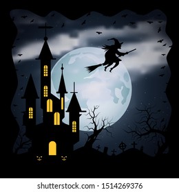 Halloween scary night vector background