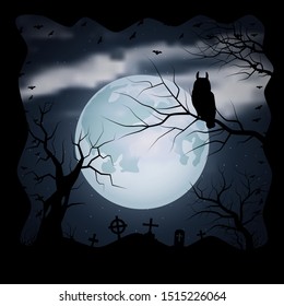 Halloween scary night vector background