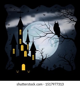 Halloween scary night vector background