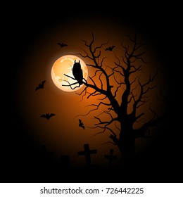 Halloween scary night vector background