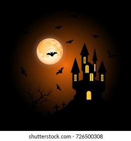 Halloween scary night vector background