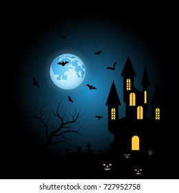 Halloween scary night vector background