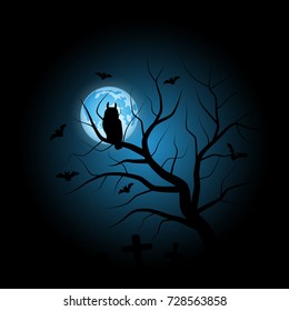 Halloween scary night vector background