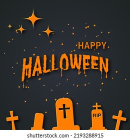 Halloween scary night vector illustration. Invitation card, square flyer, booklet, poster template