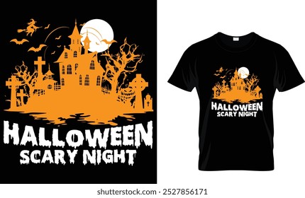 Halloween Scary Night-T-Shirt Design Template