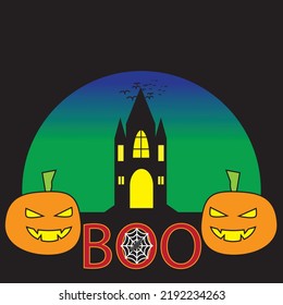 halloween scary old castle vector logo icon