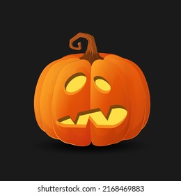 Halloween scary orange pumpkin. Angry face