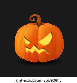 Halloween scary orange pumpkin Evil face