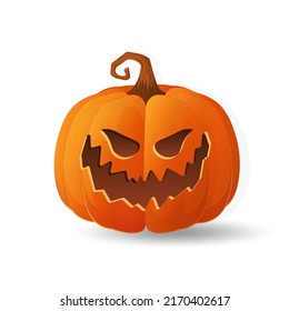 Halloween scary orange pumpkin Evil face