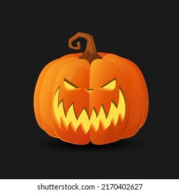 Halloween scary orange pumpkin Evil face