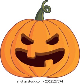 Halloween scary Orange Pumpkin Head. Halloween celebration. Vector flat style illustration.