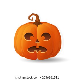 Halloween scary orange pumpkin Holiday cartoon concept