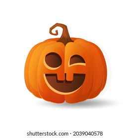 Halloween scary orange pumpkin Holiday cartoon concept