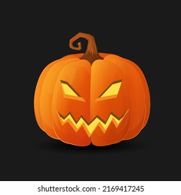 Halloween scary orange pumpkin Holiday cartoon concept