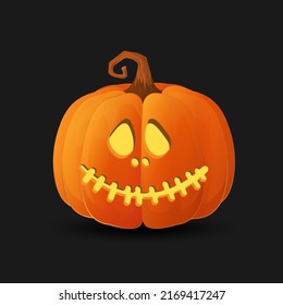 Halloween scary orange pumpkin Holiday cartoon concept