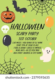 Halloween scary party flyer poster or social media post design