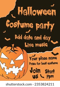 Halloween scary party poster  flyer social media post design