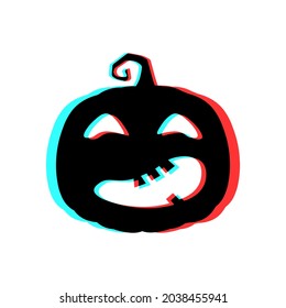 Halloween scary pumpkin with 3d effect and blue and red colors