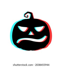 Halloween scary pumpkin with 3d effect and blue and red colors