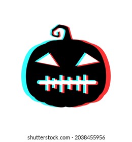Halloween-Kürbis mit 3D-Effekt und Blau-Rot-Farben