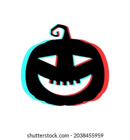 Halloween scary pumpkin with 3d effect and blue and red colors