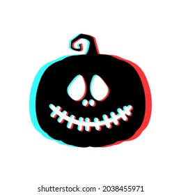 Halloween scary pumpkin with 3d effect and blue and red colors
