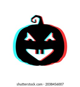 Calabaza temible de Halloween con efecto 3d y colores azul y rojo