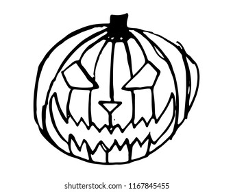 Halloween scary pumpkin. Autumn holidays. hand draw pumpkin