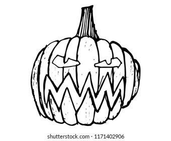 Halloween scary pumpkin. Autumn holidays. hand draw pumpkin