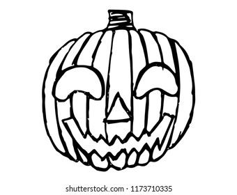 Halloween scary pumpkin. Autumn holidays. hand draw pumpkin